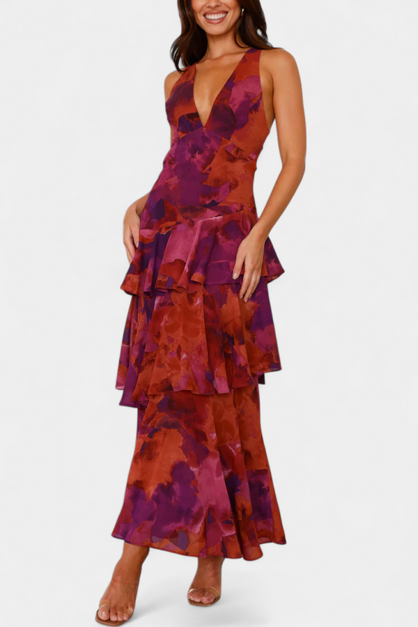 Robe Domenica | Mousseline élégante à décolleté en V